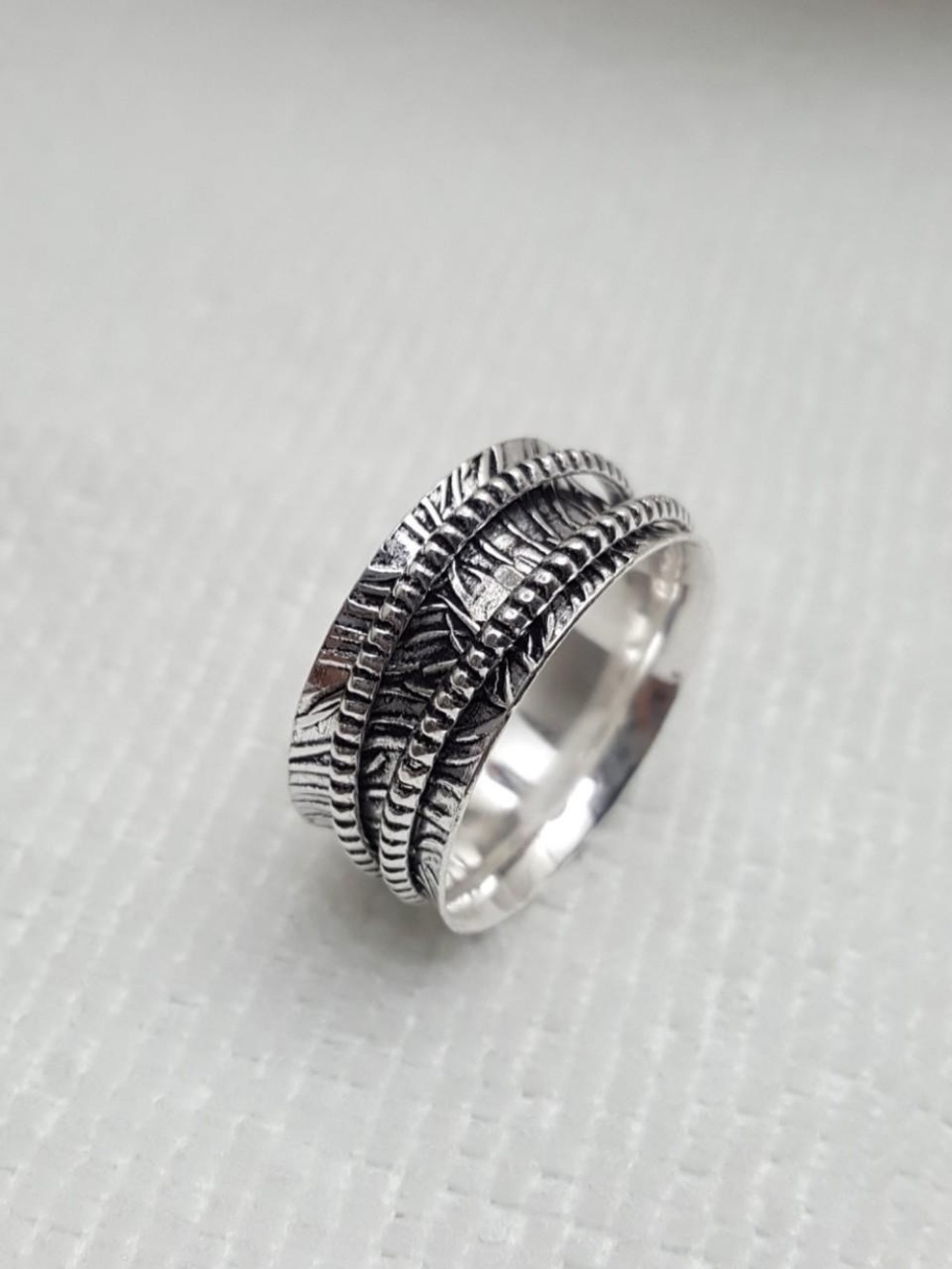 925 Silver Textured Spinner Ring Band